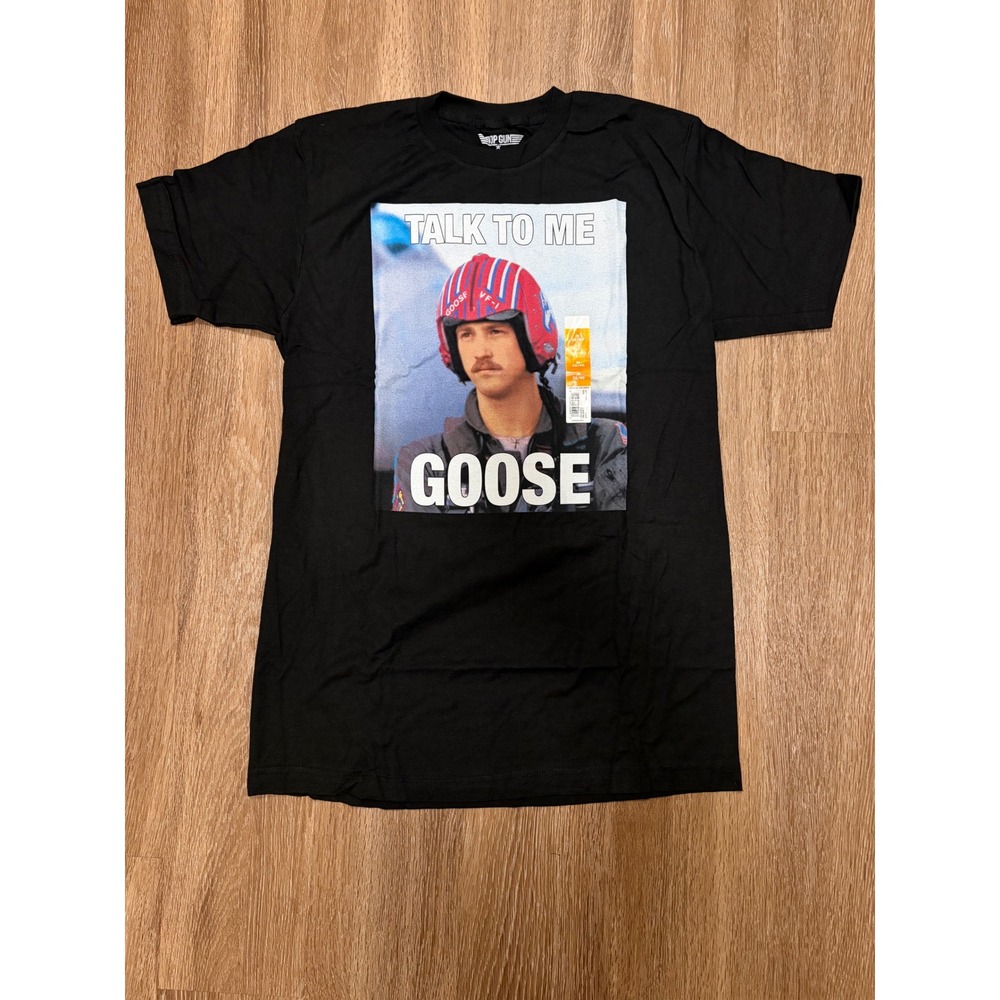 Top Gun Talk To Me Goose Graphic T-Shirt Mens Medium Black 100% Cotton NWT